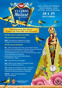 Portal Jaciara Barros – Cartaz destaca a programação e as datas do 6º Círio de Nazaré em Palmas, com eventos nos dias 28 e 29 de outubro. – Portal Jaciara Barros