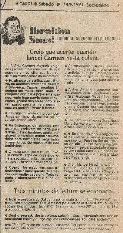 Ibrahim Sued: Uma Vida de Sucesso e Notoriedade no Mundo do Colunismo Social – Portal Jaciara Barros Foto ilustrativa referente ao tema abordado