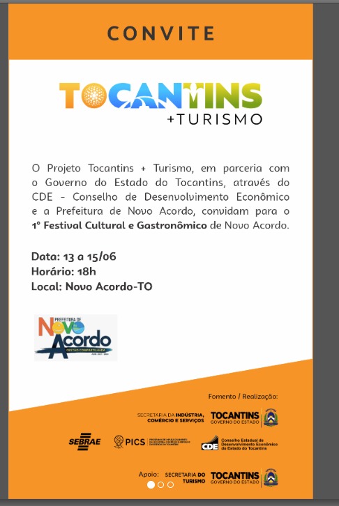 Sebrae realiza 1° Festival Cultural e Gastronômico de Novo Acordo – Portal Jaciara Barros Foto ilustrativa referente ao tema abordado