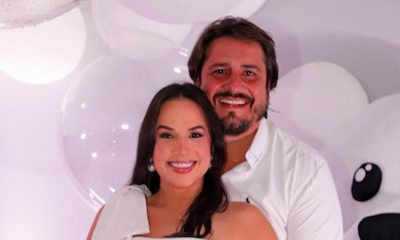 Kátia Chaves e Eduardo Fortes em momento de felicidade, aguardando com entusiasmo a chegada de seu primeiro filho, Eduardo Chaves Malheiro Fortes.
