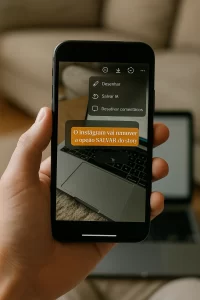 Pessoa segurando celular com Instagram aberto e mensagem sobre a remoção da opção de salvar stories.