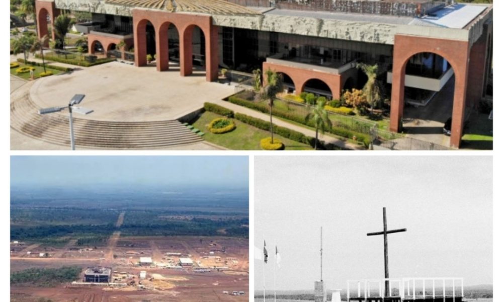 Vista aérea atual da cidade de Palmas, com prédios, avenidas e áreas verdes.