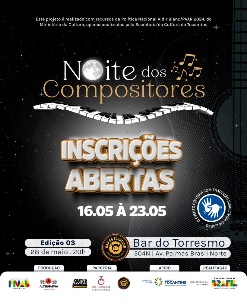 Inscrições abertas para a 3ª Noite dos Compositores em Palmas