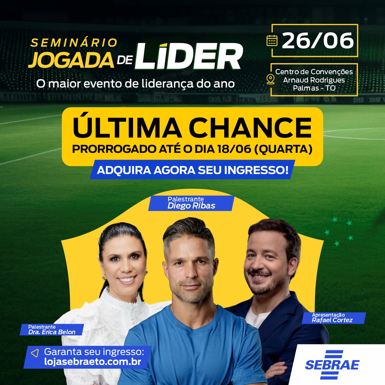 Jogada de Líder chega a Palmas com Diego Ribas, Érika Belon e Rafael Cortez