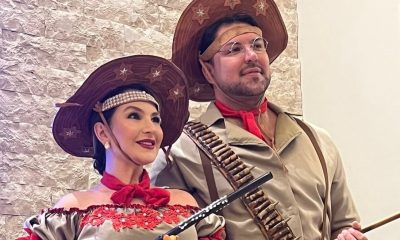 Marcus Senna e Giorgia Bortoli entram no clima junino como Lampião e Maria Bonita