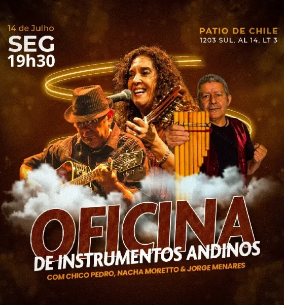 Os sons que ecoam pelas cordilheiras e vales da América do Sul serão o foco de uma experiência cultural única. Na próxima segunda-feira, 14 de julho, a partir das 19h30, o Patio de Chile sediará a Oficina de Instrumentos Andinos. O evento, conduzido por um trio de músicos com mais de 20 anos de carreira – Nacha Moretto, Jorge Menares e Chico Pedro –, é um convite aberto a todos os interessados em explorar a rica linguagem musical do continente. A oficina foi criada a partir de décadas de pesquisa e prática musical, com o objetivo de apresentar ao público a diversidade de instrumentos de sopro e cordas que formam a identidade sonora de países andinos. Os participantes terão a oportunidade não apenas de aprender sobre a teoria, mas também de interagir fisicamente com os instrumentos. A oficina faz parte da contrapartida do edital da PNAB 2025 do projeto que vem sendo realizado com recursos da Política Nacional Aldir Blanc/PAAR 2024, do Ministério da Cultura, operacionalizados pela Secretaria da Cultura do Tocantins. O Módulo I da oficina é prático e interativo, incluindo: Apresentação teórica e funcional de instrumentos como quenas, zampoñas, antaras e rondadores. Manuseio dos instrumentos para uma maior conexão e aprendizado. Uma atividade prática guiada para experimentar os sons dos instrumentos de sopro. Uma demonstração fascinante sobre a confecção artesanal de uma quena e uma zampoña, incluindo técnicas de afinação e uso. "A música andina carrega a história e a alma do nosso povo. Queremos compartilhar não apenas as melodias, mas o conhecimento por trás de cada som, cada sopro", explica Nacha Moretto, uma das idealizadoras do projeto. "É uma oportunidade para as pessoas se conectarem com essa cultura de uma forma muito mais profunda, sentindo a música em suas próprias mãos." A oficina é destinada a músicos, estudantes, pesquisadores e a todos os amantes da cultura latino-americana, sem necessidade de conhecimento musical prévio. SERVIÇO: O quê: Oficina de Instrumentos Andinos 2025 Quando: 14 de julho (Segunda-feira) Horário: A partir das 19h30 Onde: Patio de Chile – 1203 Sul Quanto: Entrada Franca Link para inscrição: https://forms.gle/zkQLQ7Lzbor6C2f37 Sobre os oficineiros: Nacha Moretto, Jorge Menares e Chico Pedro são músicos e pesquisadores dedicados à divulgação da cultura latino-americana. Com mais de duas décadas de experiência individual e em conjunto, eles unem seus conhecimentos para criar projetos que valorizam e difundem as tradições musicais do continente, promovendo a troca de saberes e a prática instrumental.