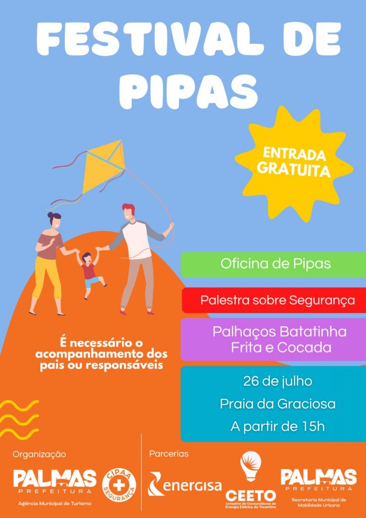No dia 26 de julho, a Prefeitura de Palmas traz o Festival de Pipas à Praia da Graciosa, garantindo diversão e segurança para todos.