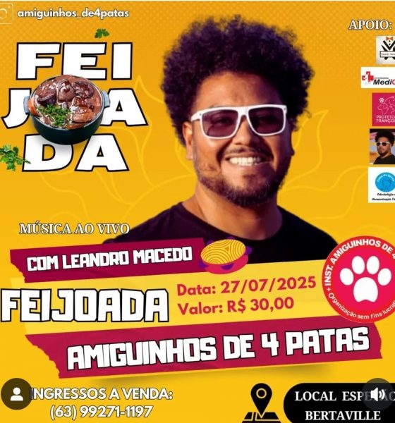 Feijoada solidária em Palmas arrecadará fundos para o Instituto Amiguinhos de 4 Patas