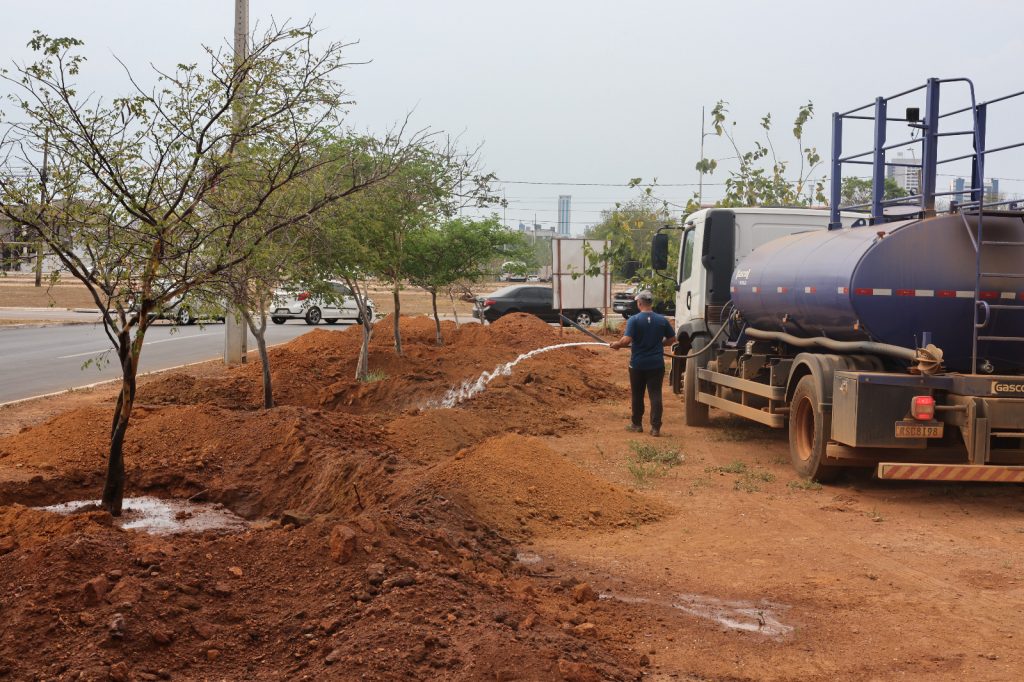 Serviços de irrigação em grande escala ocorrem em Palmas, neste sábado, 2 – Foto: Lia Mara