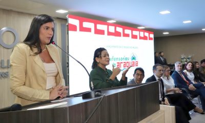 Primeira-dama e secretária de Participações Sociais, Karynne Sotero, durante discurso no lançamento da 2ª edição do projeto Defensorias do Araguaia em Palmas - Foto: Loise Maria/Governo do Tocantins
