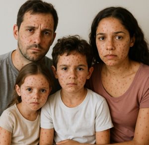 familia com sarampo