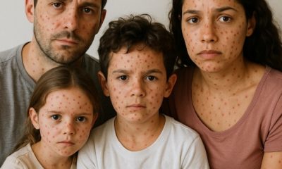 familia com sarampo