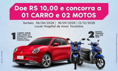 Hospital de Amor Tocantins sorteará moto nesta quinta-feira, 18 de setembro