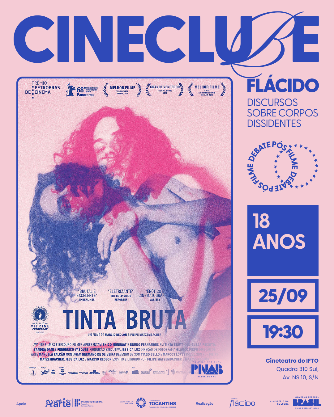Cineclube Flácido acontece nesta quinta-feira, no Cineteatro do IFTO, em Palmas - Foto: Divulgação
