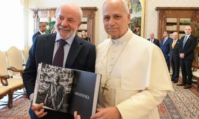 Papa recebe o presidente Lula no Vaticano – Portal Jaciara Barros Papa Leão XIV durante a visita privada do presidente Lula (@Vatican Media)