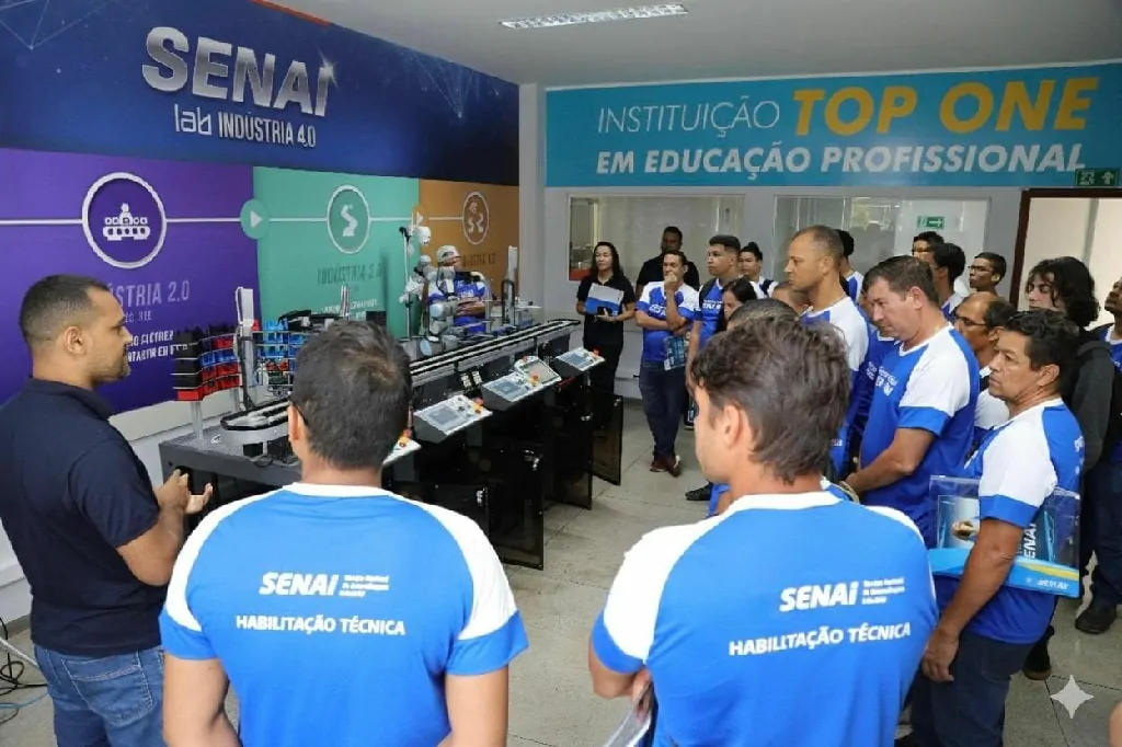 SENAI Tocantins abre última semana de matrículas para técnicos – Portal Jaciara Barros alunos com camiseta azul