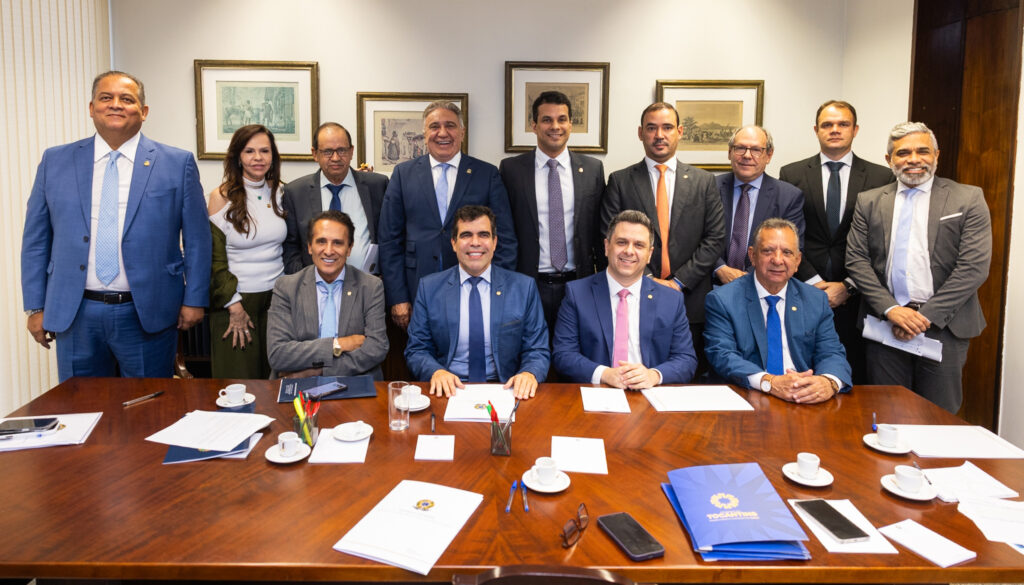 Governador Laurez Moreira e bancada federal do Tocantins durante reunião em Brasília/DF para alinhamento de ações e definição de prioridades do estado - Vinícius Santa Rosa/Governo do Tocantins