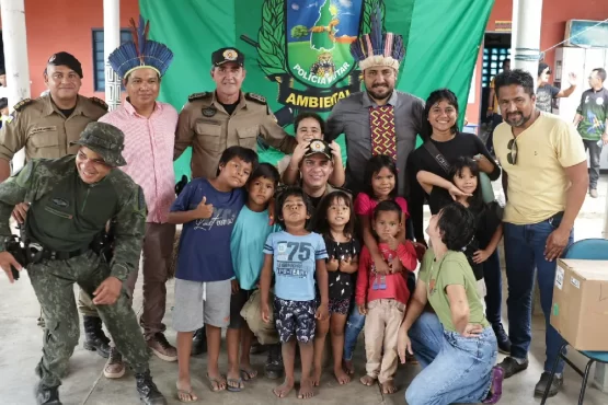 Ação integrada na Ilha do Bananal com participação da PMTO leva cidadania à Aldeia Twiri