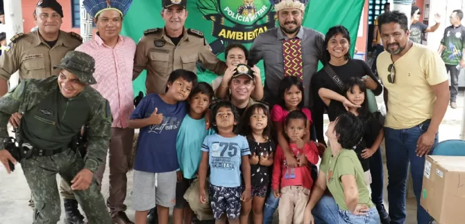 Ação integrada na Ilha do Bananal com participação da PMTO leva cidadania à Aldeia Twiri