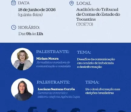 Jornalismo 5.0 reúne especialistas em Palmas para debater desinformação, inteligência artificial, fake news e os desafios da comunicação digital.