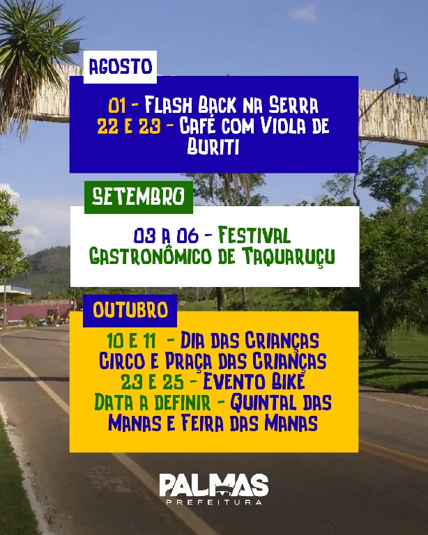 calendário de eventos de Taquaruçu 2026