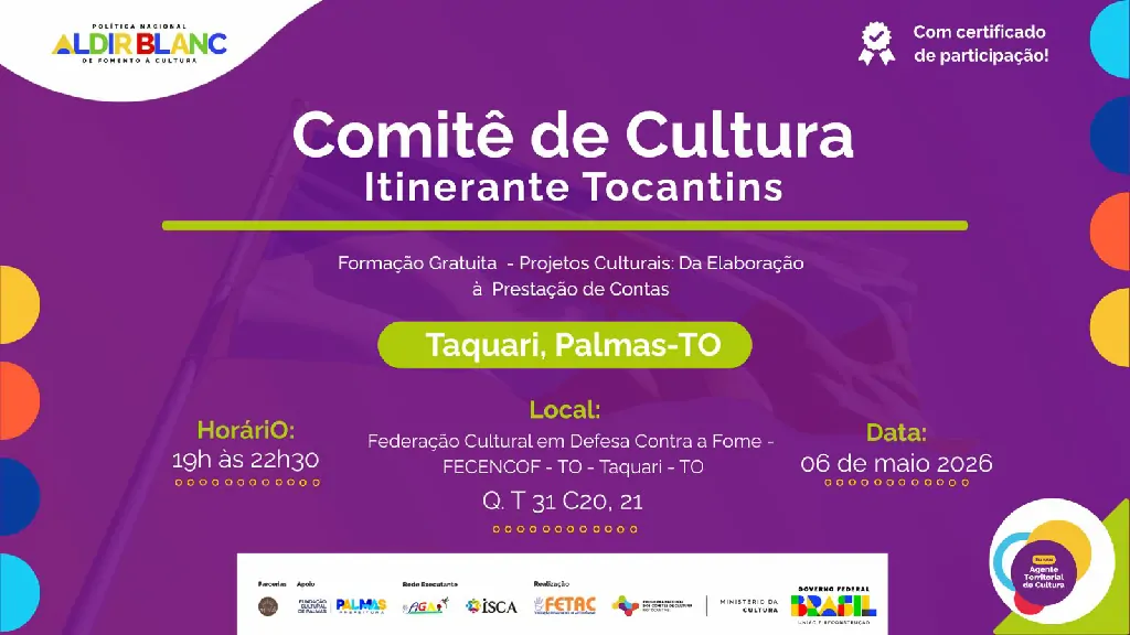 formação cultural em Palmas no Tocantins